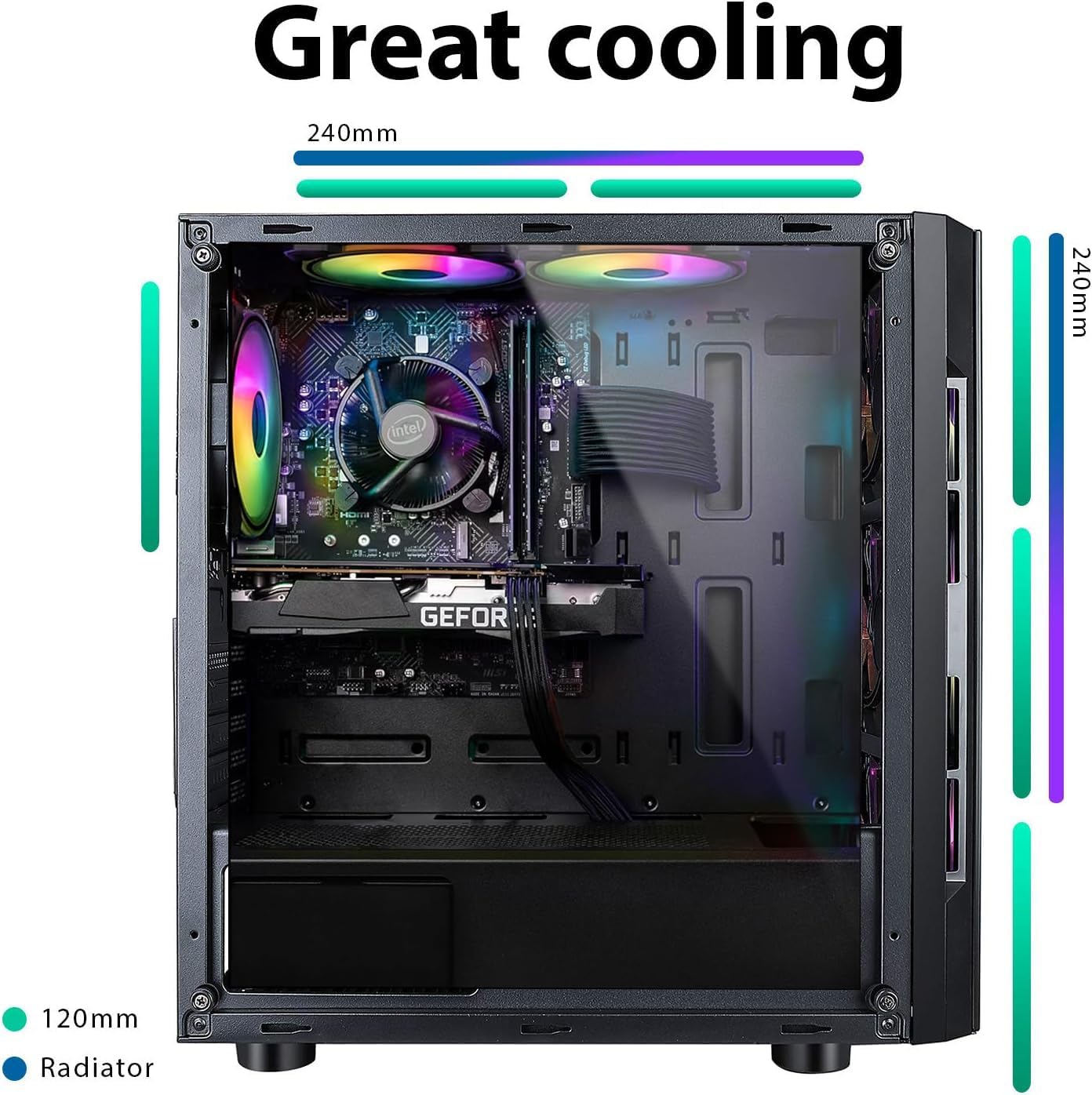Gaming PC with Intel Core i5 3.90 GHz | 16GB DDR3 | 1TB + 256GB SSD | NVIDIA GT 1030 Graphics | RGB | WiFi 600 and Bluetooth 5 | Windows 11 Pro | Multimedia Computer