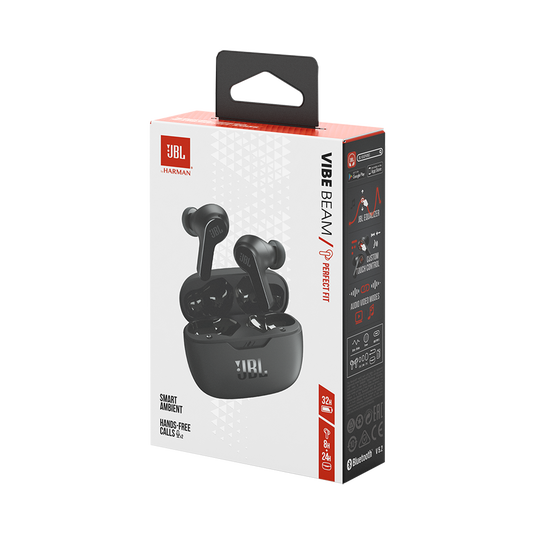 JBL Vibe Beam True Wireless Earbuds Deep Bass Bluetooth IP54 32hr Battery Black
