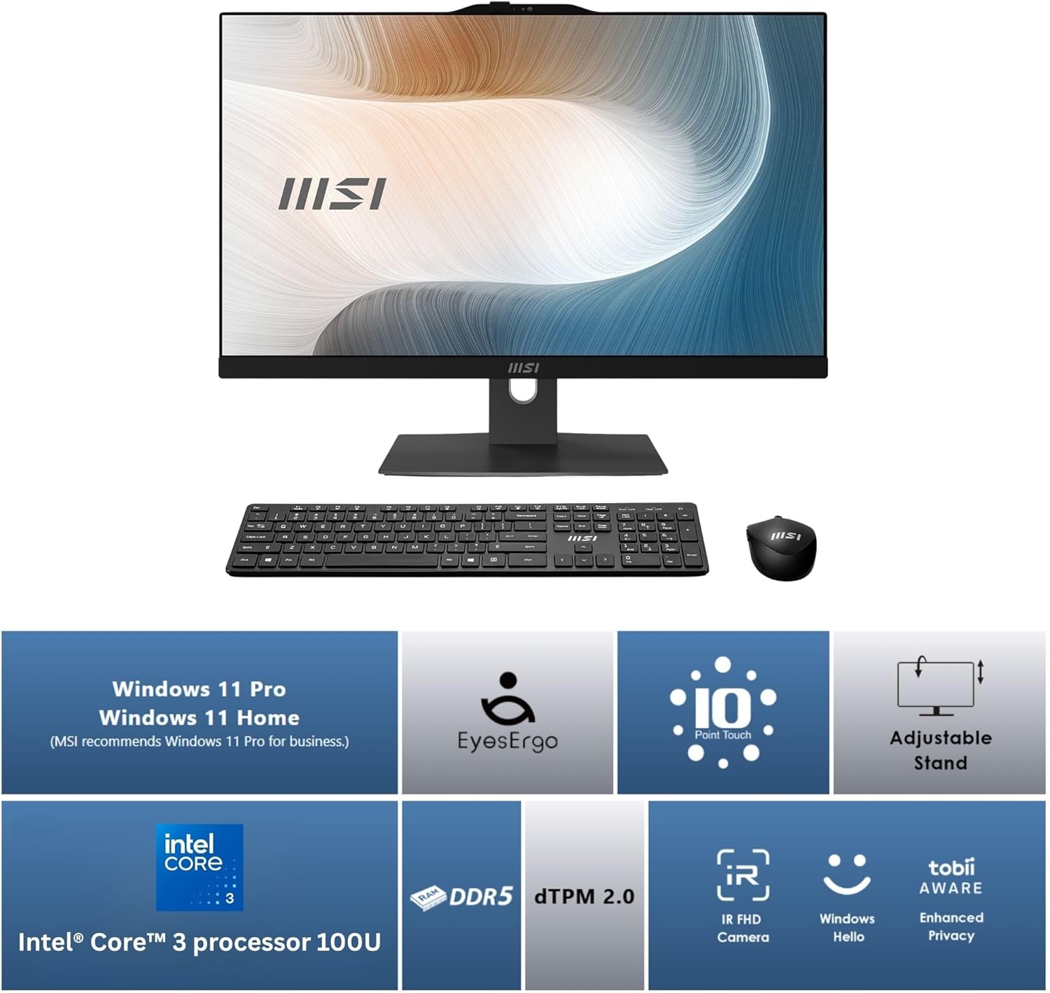 MSI Modern AM242TP 23.8 inch black all-in-one desktop PC